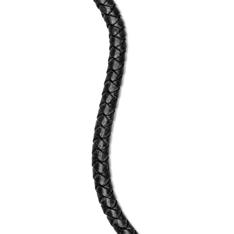 Black braided leather EMF bracelet with silver clasp