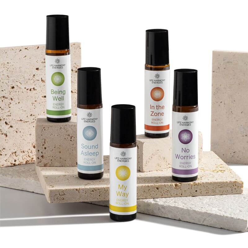 Aromatherapy Set of Energized Essential Oils in travel size Roll-On Bottles