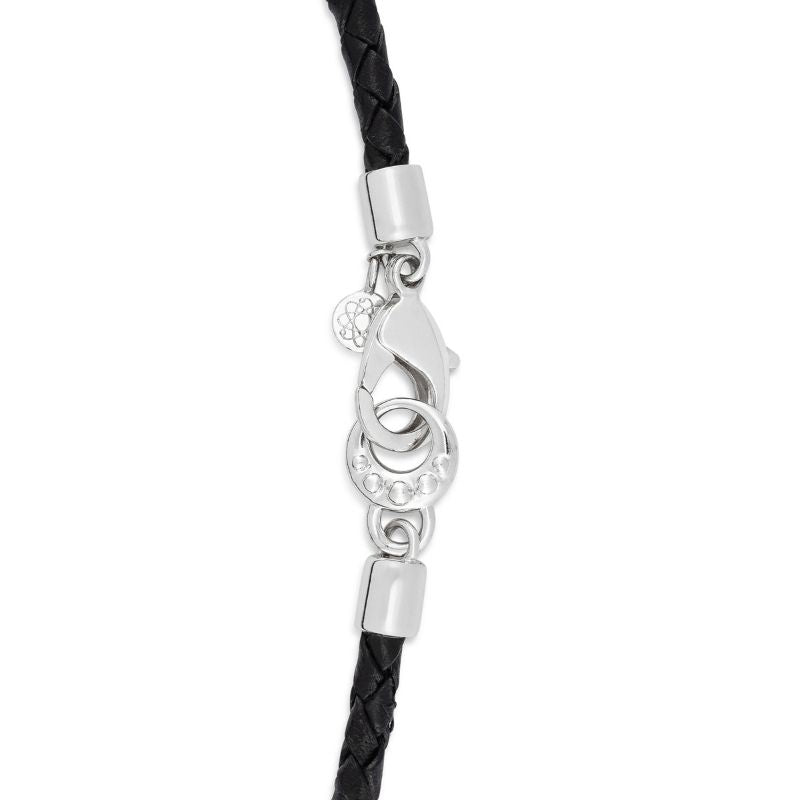 black leather and silver health bracelet for sleep