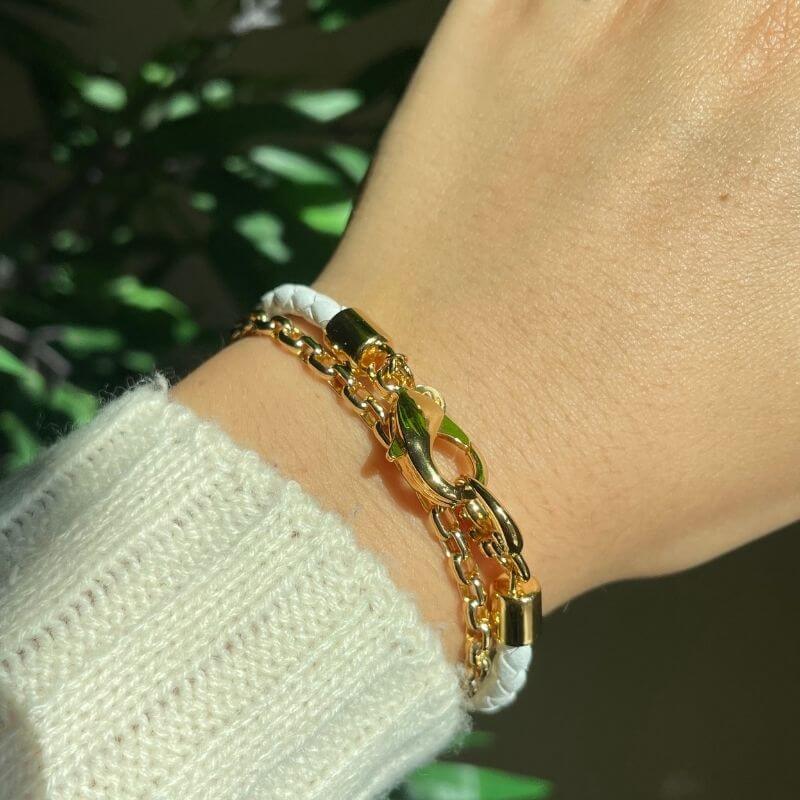 white leather bracelet for stress relief