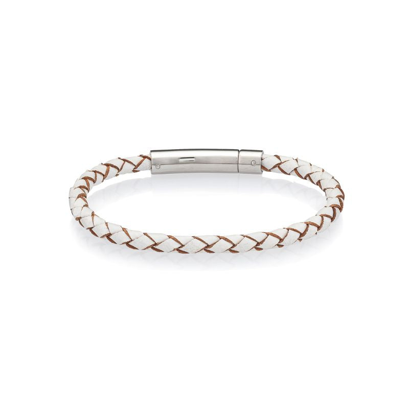 leather rope anti-radiation bracelet for women white and silver