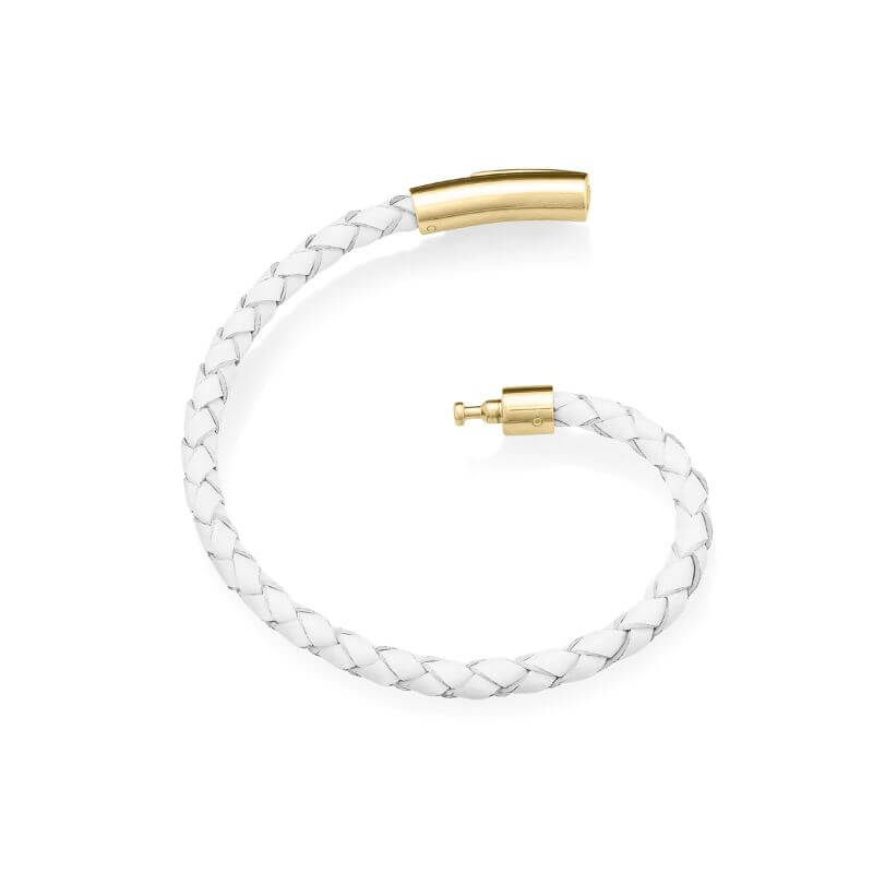 EMF bracelet leather band with gold clasp