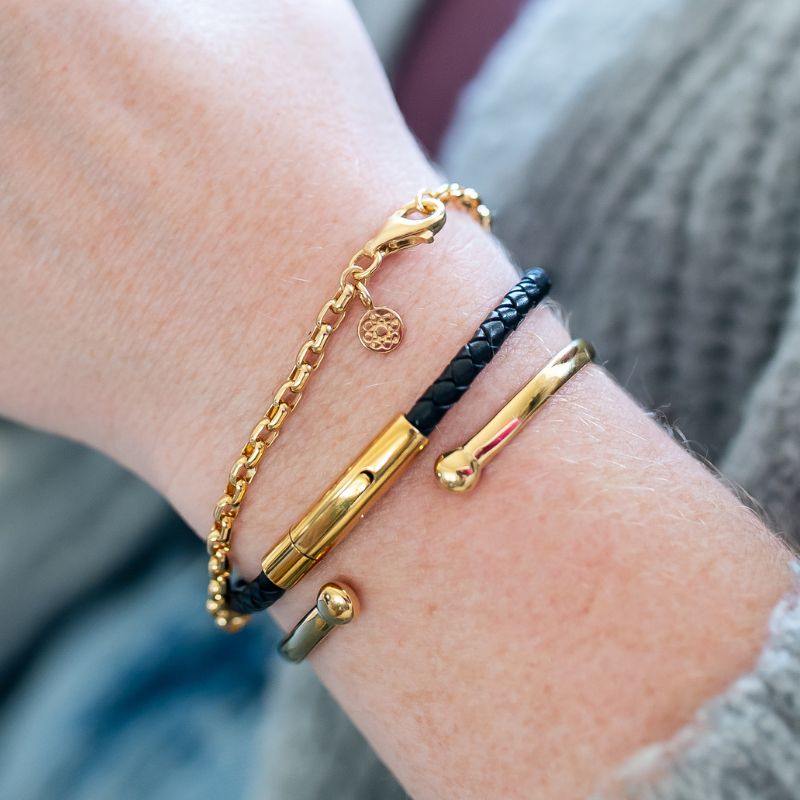 leather and gold clasp energy bracelet for health