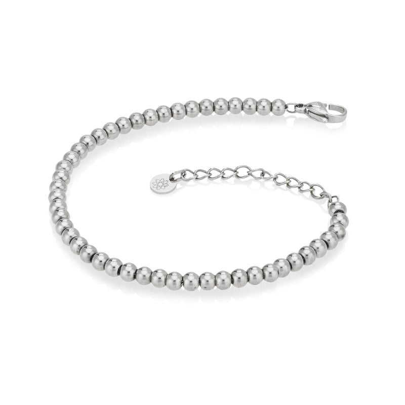 Silver bead EMF bracelet with aura protection