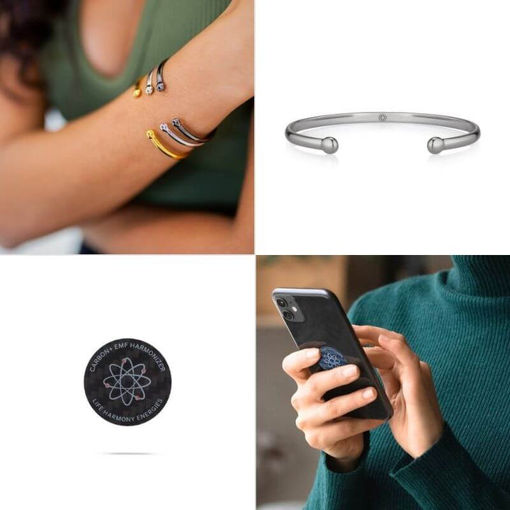 EMF starter kit with anti-radiation bracelet and cell phone blocker chip