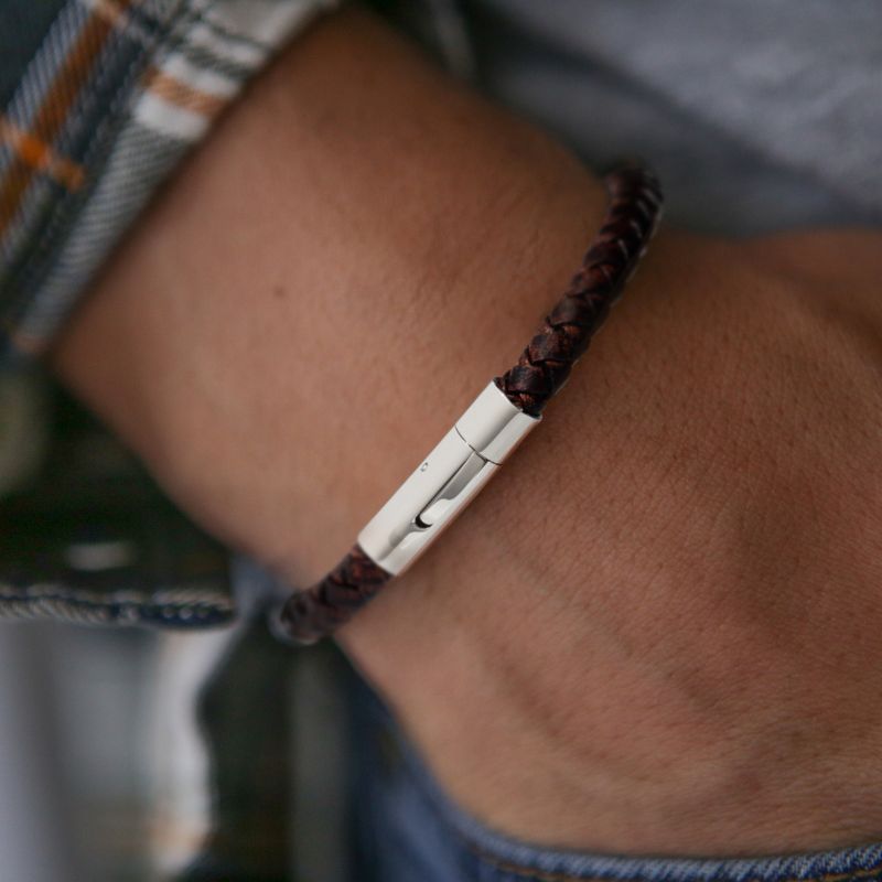 Leather EMF bracelet for men