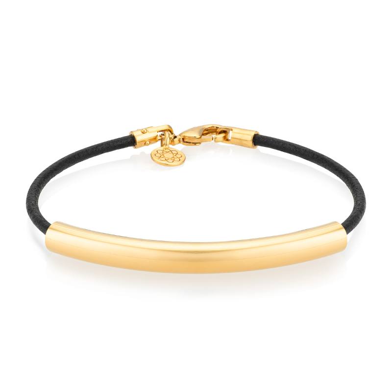 gold EMF bracelet slim black leather